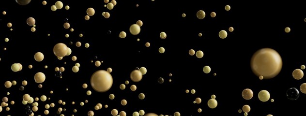 Aufkleber - Beautiful abstract image of golden and beige spheres floating on a black background. Perfect for presentations or websites.
