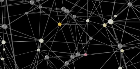 Poster - 3d rendering of interconnected nodes forming a complex network. ideal for technology, connection, an