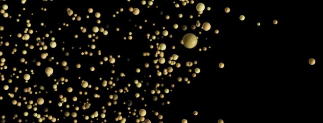 Aufkleber - Elegant background of golden spheres floating on black. Perfect for luxury, celebration, or technology themes.