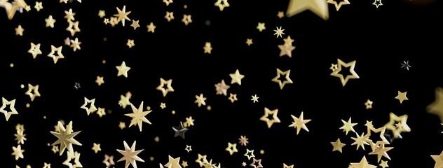 Aufkleber - Beautiful image of gold stars falling against a black backdrop. Perfect for festive designs.