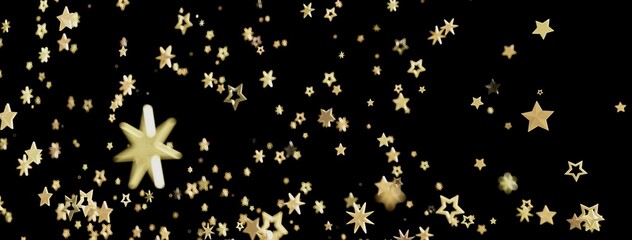 Aufkleber - Sparkling gold stars on black. Perfect for holidays, celebrations, and more!