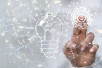 Aufkleber - lamp idea holding in hand 3d