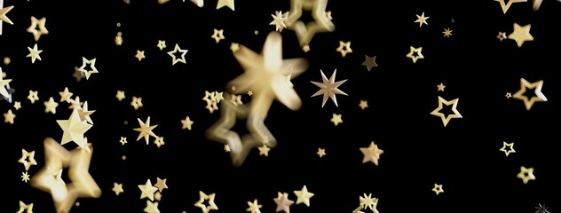 Aufkleber - Beautiful background image of gold stars falling against a black background. Perfect for celebrations!