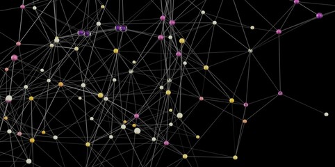 Aufkleber - Stock photo of an abstract network with colorful nodes and connecting lines. Perfect for technology, connection, and communication concepts.
