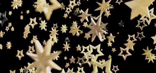 Aufkleber - abstract background with many golden stars falling on black. ideal for celebration, festive, luxury 
