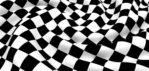 Poster - Black and white checkered flag, perfect for racing, sports, and competition themes. High-resolution image.
