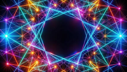 Fototapete - Neon Lights Intertwine in a Dynamic Geometric Pattern, Creating a Captivating Visual Display of Color and Movement