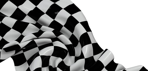 Poster - Black and white checkered racing flag, perfect for sports, competition, and victory themes.