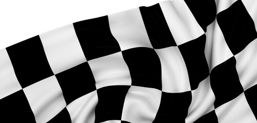 Poster - Black and white checkered flag background. Perfect for sports, racing, and victory themes.