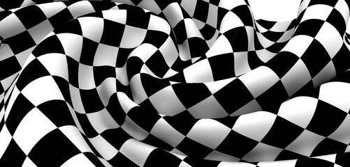 Poster - High-resolution image of a black and white checkered flag, perfect for racing themes.