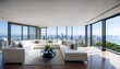 © Ellen - boasts a sleek living space that offers breathtaking vistas of the bay and city through expansive floor to ceiling windows the minimalist white interior is adorned with designer sofas