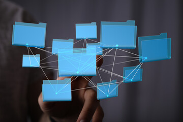 Aufkleber - Abstract image of interconnected digital files, representing data sharing and networking.