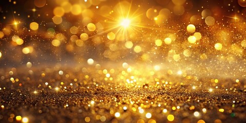 Aufkleber - A shimmering golden backdrop of sparkling glitter and bokeh lights with a soft, dreamy glow.