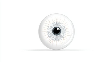 Poster - 3D eye nervous system icon, minimal representation of vision and neural functions, isolated on white