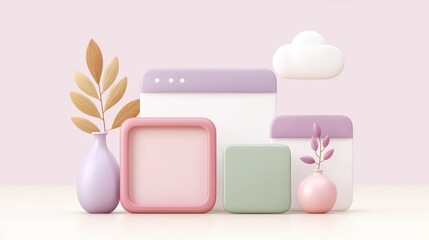 Poster - 3D interface layout icon, website design themed, clean rendering for pro stock use
