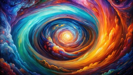 Poster - A celestial swirl of vibrant colors, creating a mesmerizing journey through the depths of an ethereal cosmos.