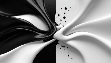Wall Mural - black and white go well together, with a central point where the two colors meet and swirl around, c
