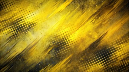 Poster - Abstract Yellow and Black Graphic with Grunge and Halftone Texture