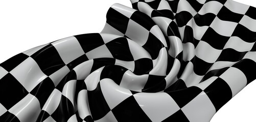 Poster - High-resolution image of a textured checkered flag, perfect for sports, racing, or victory themes.