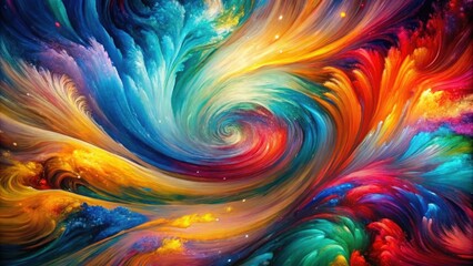 Poster - Abstract Cosmic Swirl of Vibrant Colors, Intertwining and Expanding in an Imaginary Universe