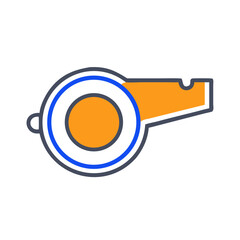 Poster - Whistle icon, orange and blue, for web design