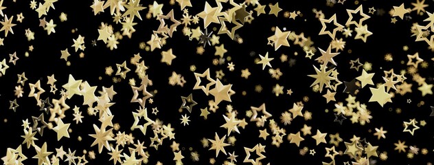 Aufkleber - Shimmering gold stars on black. Perfect for holidays, celebrations, and more!