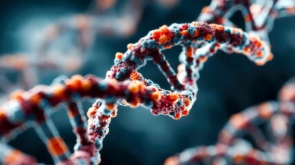 Poster - Hyperrealistic close-up of a colorful DNA double helix structure, showcasing molecular complexity and genetic science