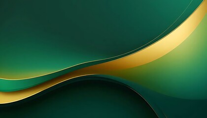 Aufkleber - Emerald green abstract background with golden lines creates a luxurious and calming visual impact.