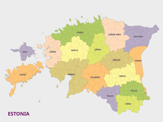  Map of Estonia showing administrative divisions