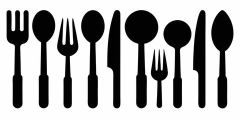 Poster - Silhouette cutlery icon set spoon knife fork