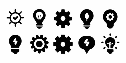 Poster - Innovation icon set light bulb and cogwheel design