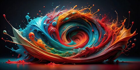 Aufkleber - A mesmerizing vortex of vibrant paint swirls and explodes in a captivating display of color and motion.