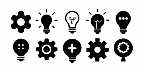 Poster - Innovation icon set light bulb and cogwheel design