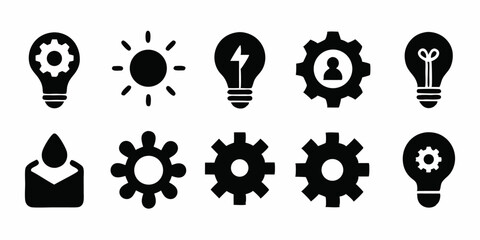 Poster - Innovation icon set light bulb and cogwheel design
