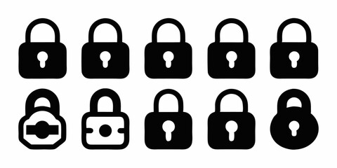 Poster - Lock icon set secure symbol for design projects