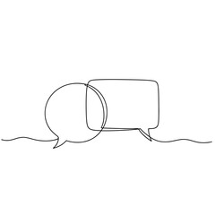 Poster - Vector art of Two speech bubbles in continuous line drawing isolated on white background, representing communication, dialogue, and conversation in a minimalist style