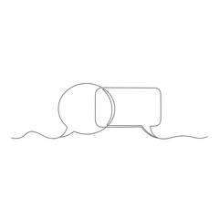 Poster - Vector art of Two speech bubbles in continuous line drawing isolated on white background representing communication, conversation, and social media interaction