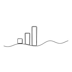 Poster - Vector art of Continuous line drawing of a business graph showing growth isolated on white background, depicting financial success and upward trends in a minimalist style