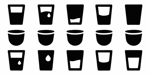 Poster - Flat water glass drink icon design