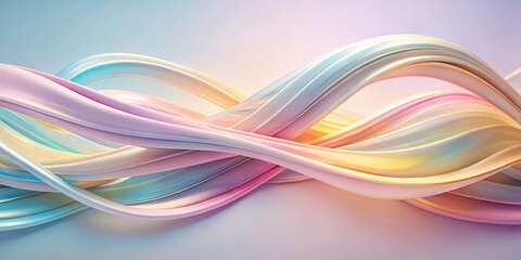 Leinwandbilder - Abstract Intertwined Ribbons of Pastel Colors Flowing in a Gentle, Dreamy Dance
