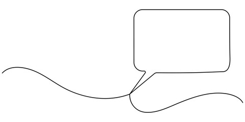 Speech bubble continuous one line drawing, Empty speech minimalist linear illustration made of single line, Continuous line speech bubbles drawing. Simple one line bubble chat icons. Talk bubbles one.