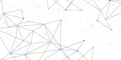 Poster - Abstract geometric background with connecting dots and lines with low poly triangle shapes. Polygonal Mesh Background Vector design digital technology concept Global network connection data structure.