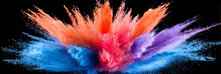 Poster - Vibrant Color Powder Explosion - Dynamic symbolizing energy, creativity, celebration, freedom, and artistry through a colorful powder burst against a black background