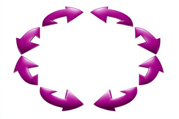 Poster - Circular Arrow Frame - Eight purple arrows form a circular frame, perfect for presentations or design projects. Clean, modern, and versatile