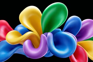 Poster - Colorful Abstract Fluid Shapes - Vibrant, abstract of flowing, colorful shapes against a black background. Perfect for design projects needing a bold, modern aesthetic