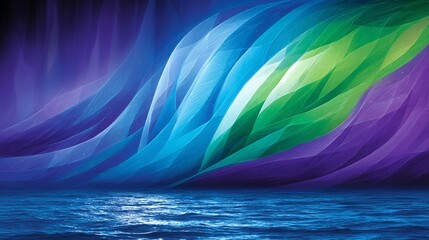Poster - Colorful Abstract Wavescape Design - Abstract artwork depicting flowing, colorful waves symbolizing energy, serenity, fluidity, transformation, and harmony