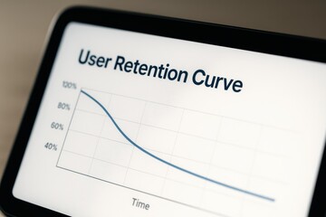 Poster - User Retention Curve Graph Analyzing Trends Over Time in Digital User Engagement and Interaction