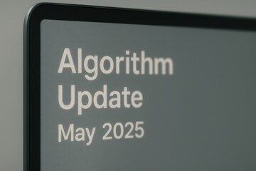Poster - Close-up of a Computer Screen Displaying an Algorithm Update Scheduled for May 2025