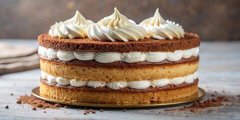 Poster - A delicious cake with layers of fluffy vanilla frosting and moist cake, perfect for any celebration.