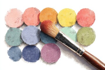 Poster - A vibrant palette of colors with a brush, perfect for artistic expression and creativity in painting.